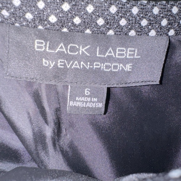 Black Label by Evan Picone 6 black with white tiny polka dots lined pencil skirt - Picture 2 of 9
